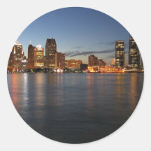 Detroit Skyline Round Sticker