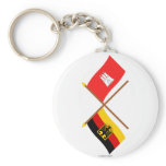Deutschland und Hamburg Flaggen, gekreuzt Keychain