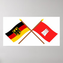Deutschland und Hamburg Flaggen, gekreuzt