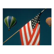 Deux air chaud Baloons avec le drapeau américain Cartes Postales