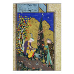 Deux amants dans un verger fleurissant cartes de vœux