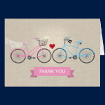 Deux bicyclettes épousant le Merci rose cartes