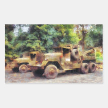Deux camions d'armée adhésifs