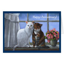 DEUX CHATS : Annniversary :  ART EN PASTEL Cartes