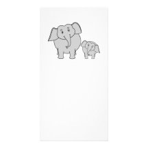 Deux éléphants mignons. Bande dessinée Cartes Avec Photo