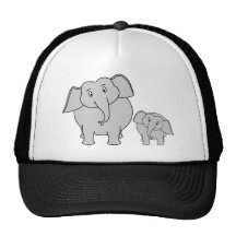 Deux éléphants mignons. Bande dessinée Casquette De Camionneur