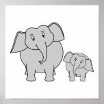 Deux éléphants mignons. Bande dessinée Posters