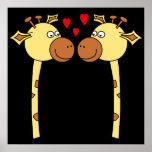 Deux girafes avec les coeurs rouges d'amour. Bande Affiche