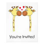 Deux girafes avec les coeurs rouges d'amour. Bande Invitations