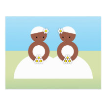 Deux jeunes mariées colorées carte postale