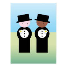 Deux mariés, un coloré, un Caucasien Carte Postale