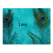 Deux plumes de paon d'Aqua Cartes Postales
