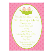 Deux pois jumellent l'invitation de baby shower de