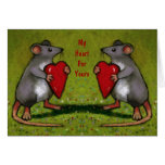 Deux souris permutant des coeurs : Valentine : Ill Carte