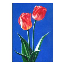 Deux tulipes peignant la copie de photo