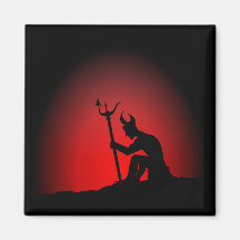 Devil Contemplating Refrigerator Magnet