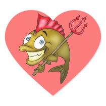 Devil Fish Heart Stickers