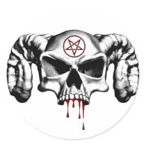 Devil Half Skull Round Stickers