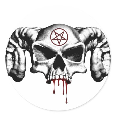 Devil Half Skull Round Stickers by EvilSkull