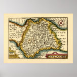 "Devonshire" Devon County Map, England