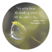 Dew drop on moss green Earth Day sticker