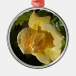 Dew Drop Yellow Rose Christmas Ornaments
