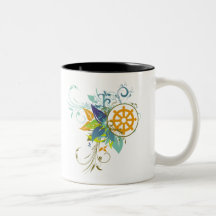Dharma Wheel Floral Coffee Mug
