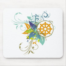 Dharma Wheel Floral Mousepads