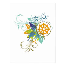 Dharma Wheel Floral Postcards