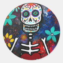 DIA DE LOS MUERTOS CORAZON STICKERS