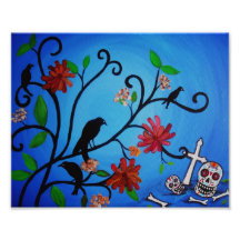 Dia de los Muertos Crows Painting Photo Print