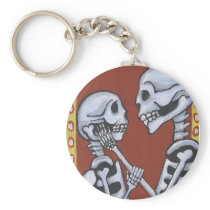 dia de los muertos skeletons in love keychain