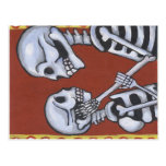 dia de los muertos skeletons in love postcard
