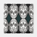 Dia de los Muertos That Girl Skull Diamond Pattern Refrigerator Magnet