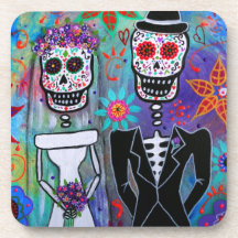 DIA DE LOS MUERTOS WEDDING BEVERAGE COASTERS