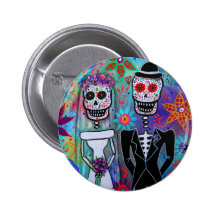 DIA DE LOS MUERTOS WEDDING PINBACK BUTTONS