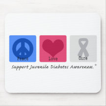Diabète de type 1 d'amour de paix tapis de souris