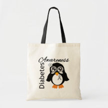 Diabetes Awareness Penguin Canvas Bags