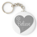 Diabetes Believe Gray Heart Key Chain