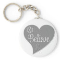 Diabetes Believe Gray Heart keychains