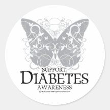 Diabetes Butterfly Round Stickers