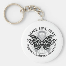 Diabetes Butterfly Tribal Key Chains