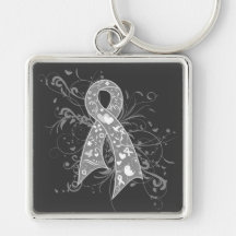 Diabetes Floral Swirls Ribbon Keychain