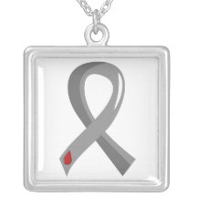Diabetes Grey Ribbon 3 Pendant