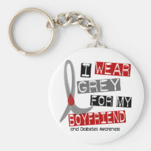 Diabetes I Wear Grey For My Boyfriend 37 Keychain