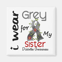 Diabetes I Wear Grey For My Sister 43 Magnets