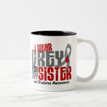 Diabetes I WEAR GREY FOR MY SISTER 6.2 Coffee Mugs