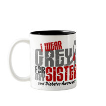 Diabetes I WEAR GREY FOR MY SISTER 6.2 Coffee Mugs