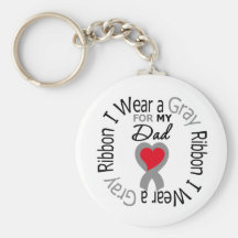 Diabetes I Wear Grey Ribbon For My Dad Key Chains