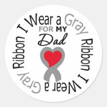Diabetes I Wear Grey Ribbon For My Dad Stickers